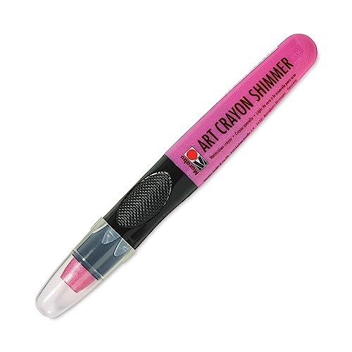 Marabu Art Crayons - Shimmer Raspberry - Highly Pigmented Glittery Watercolor Crayons - Smooth and Easy Blending Water Soluble Crayons for Mixed Media Artists - Arts and Crafts for Adults - color: Shimmer Raspberry