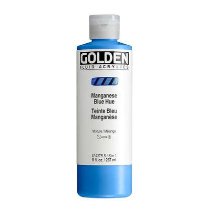 GOLDEN Fluid Acrylics, Manganese Blue Hue, 8 fl. oz. Bottle