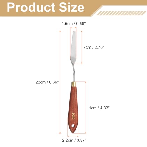 HARFINGTON Palette Knife Painting Tool 2.76" x 0.59" Stainless Steel Teardrop Blade 8.66" Length Spatula Painting Pallet Knives with Hole Beech Wood Handle for Oil Acrylic Canvas, Red/Silver - size: 8.66" x 0.59" x 2.76"