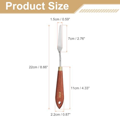 HARFINGTON Palette Knife Painting Tool 2.76" x 0.59" Stainless Steel Teardrop Blade 8.66" Length Spatula Painting Pallet Knives with Hole Beech Wood Handle for Oil Acrylic Canvas, Red/Silver - size: 8.66" x 0.59" x 2.76"