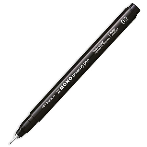 Tombow MONO Drawing Pen Fineliner - Water and Light Resistant - 0.05/0.1/0.2mm - Black Ink - Pack of 3 In Envelope Gift Packaging