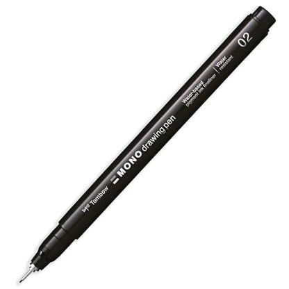 Tombow MONO Drawing Pen Fineliner - Water and Light Resistant - 0.05/0.1/0.2mm - Black Ink - Pack of 3 In Envelope Gift Packaging