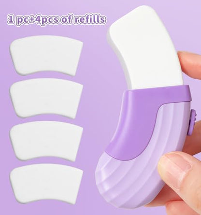 4+1 Pack Rubber Erasers Sliding Retractable Eraser - Purple | Large White Erasers with 4 Refill Eraser for School Office Home Supplies Art Drawing, Push Pull Pencil Erasers for Kids Teens - color: Purple