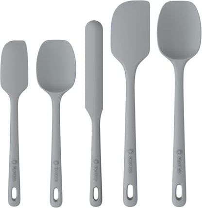 ChefAide 5 Pieces Silicone Spatula Set, Food Grade Rubber Spatula, Upgrade Strong Handle with Ergonomic Grip, Heat Resistant Up to 600°F for Nonstick Cookware, Cooking - color: Gray, size: 5 pieces