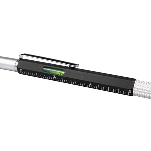 DUNBONG 6-in-1 Multi Pen, Stylus/Screwdriver, 0.7mm Black - Black | Aluminum prismatic non-slip grip | Rotary no-cap design | Ruler & level built-in | Refillable | Long-lasting clip - color: Black