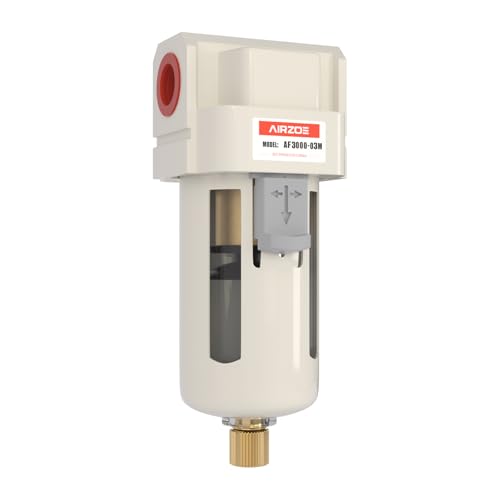 AIRZOE 3/8" NPT Air Dryer for Compressor - Air Compressor Water Separator AF3000-03, Semi-Auto Drain,5 Micron Brass Element, Poly Bowl - size: 3/8" NPT