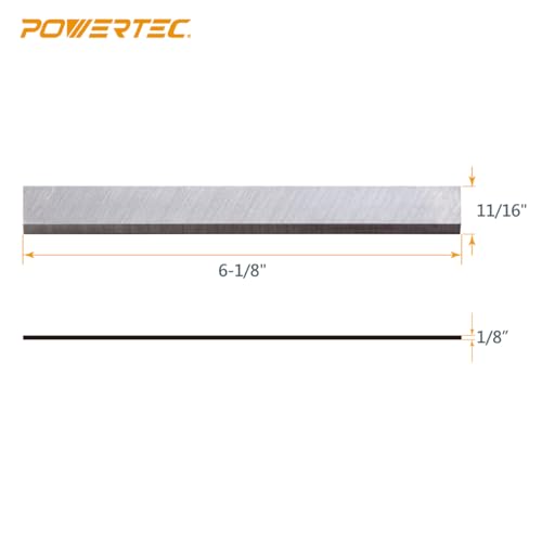 POWERTEC 6-1/8 Inch Jointer Blades for Ridgid JP06000, JP06101, JP0610 Jointer, Replacement for AC8600, JE08008 Jointer Knives, Set of 3 (148020) - style: 6-1/8" HSS jointer blades
