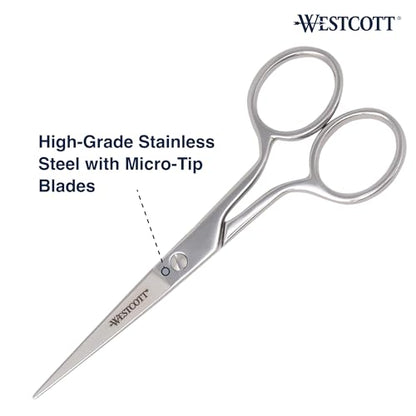 Westcott 5in Forged Fabric and Paper Scissors, Precision Scissors for Embroidery Detail, Sewing, Quilting, Tailoring, Arts and Crafts - size: 5-Inch Straight