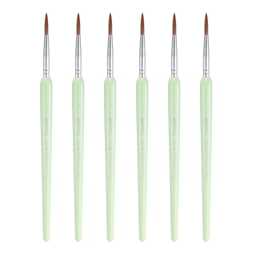 HARFINGTON 6pcs Detail Paint Brushes 17mm Pointed Tip Nylon Hair Miniature Painting Brush for Watercolor Oil Acrylic Painting(4#), Green - color: Green, size: 4# 17mm