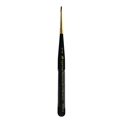 Princeton Mini-Detailer Angle Shader Brush, Synthetic, Short Handle, Size 12/0 inch, 1 Count - color: Black, size: Size 12/0 inch