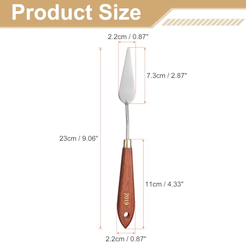 HARFINGTON 2pcs Palette Knife Painting Tool 2.76" x 0.79" Stainless Steel Teardrop Blade 8.86" Length Spatula Painting Pallet Knives with Hole Beech Wood Handle for Acrylic Canvas, Red/Silver - size: 8.86" x 0.79" x 2.76"
