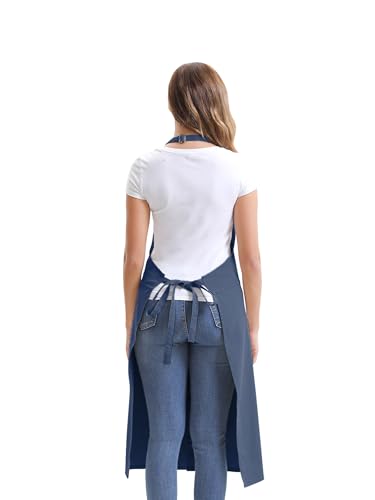 Nanxson Pottery Apron Split Leg with 3 Pockets & Adjustable Buckle | cotton material,Long apron,adjustable waist tie,for Pottery Ceramic Wheel DIY Art Garden - color: Navy