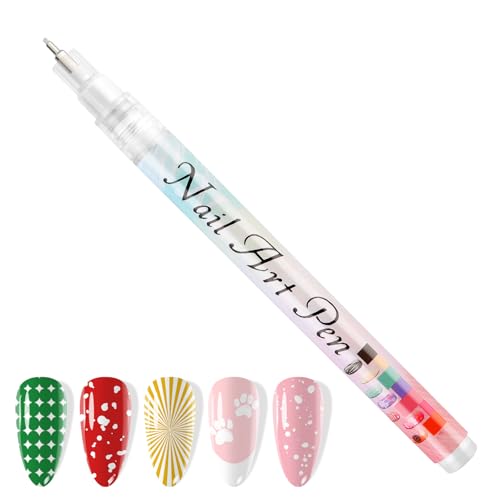 1 PCS White Nail Art Polish Pens Kalolary 0.5mm Nail Art Markers | Nail Point Graffiti Dotting Pen Drawing Painting Liner Brush for DIY Nail Art Beauty Adorn Manicure Tools - color: 0.5mm White