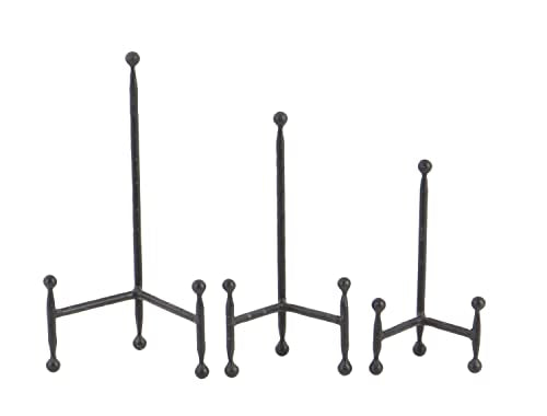 Deco 79 Metal Display Easel Tabletop Easel with Ball Details, Set of 3 Display Stand 12", 10", 8"H, Black - color: Black