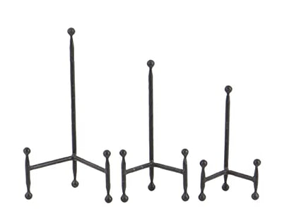 Deco 79 Metal Display Easel Tabletop Easel with Ball Details, Set of 3 Display Stand 12", 10", 8"H, Black - color: Black