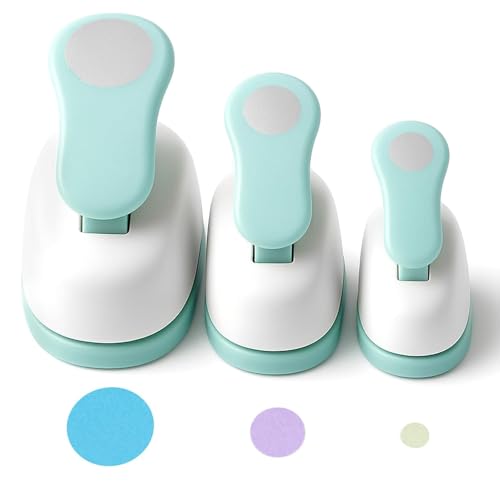 Koogel 3PCS Circle Paper Punch, Circle Hole Punch Different Size | （1+5/8+3/8Inch）, for Scrapbook Cutter Crafting, Designs for Office Supplies, Arts Fun Projects, DIY Albums, Gift Tag, Photos