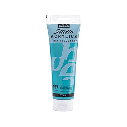 PEBEO Studio Acrylics High Viscosity, Fine Acrylic, 250 ml - Iridescent Blue Green, (169357), 8.45 Fl Oz (Pack of 1) - color: Iridescent Blue Green, size: 8.45 Fl Oz (Pack of 1)