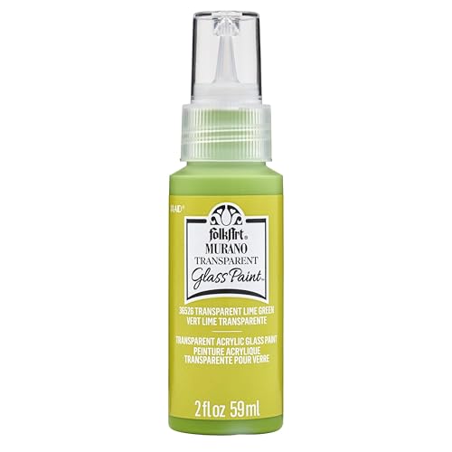 FolkArt Murano Transparent Acrylic Glass Paint, Lime Green, Perfect for Indoor and Outdoor Arts and Crafts Projects, 2 fl oz, 36526 - color: Transparent Lime Green, style: Transparent