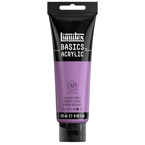 Liquitex BASICS Acrylic Paint, 4-oz Tube, Brilliant Purple | Medium Viscosity, Satin Finish, Lightfast, Fine Art Pigments, Range of Opacities, Easy Blending - color: Brilliant Purple, size: 4 Fl Oz (Pack of 1)