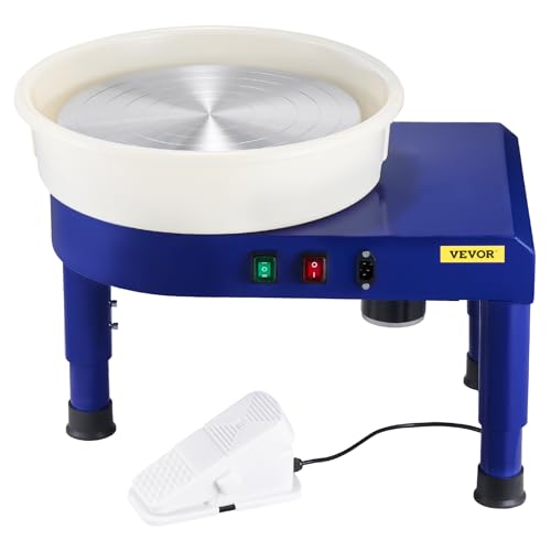 VEVOR 14in Pottery Wheel for Adults Beginners, 0-6in Height-Adjustable, 450W Pottery Forming Machine 60-300RPM Electric Ceramic Wheel, Blue | For Work Art Craft DIY, 0-6in Height-Adjustable, 60-300RPM Speed Adjustable, Electric Ceramic Wheel with Foot Ped