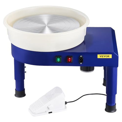VEVOR 14in Pottery Wheel for Adults Beginners, 0-6in Height-Adjustable, 450W Pottery Forming Machine 60-300RPM Electric Ceramic Wheel, Blue | For Work Art Craft DIY, 0-6in Height-Adjustable, 60-300RPM Speed Adjustable, Electric Ceramic Wheel with Foot Ped