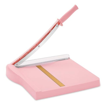 Paper Cutter, Paper Slicer with Safety Guard and Blade Lock, 12" Cut Length Guillotine Paper Cutter with 16 Sheet Capacity, Paper Cutters and Trimmers for Cardstock Cardboard (Pink) - color: Pink