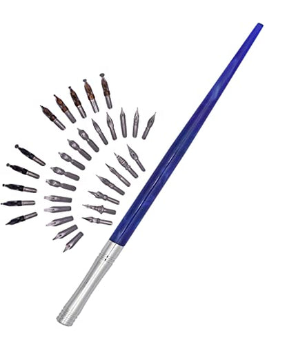 Gullor Resin Dip Pen Handcrafted Calligraphy Set with 33 Nibs for Art, Signatures, Drawing, Caligraphy Kits for Beginners (Purple) - color: Purple