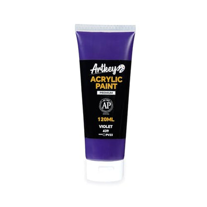 Artkey Acrylic Paint - Violet (120 ml/4.06 oz) Tubes, Rich & Vibrant Pigments, Professional Artists Acrylic Paints - Art Supplies for Canvas Wood Rock Clay Fabric Ceramics Art Crafts Painting - color: Violet, size: 4.06 Fl Oz (Pack of 1)