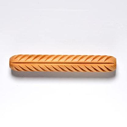 MKM Pottery Tools Wood Hand Rollers for Clay (HR-62 Herringbone) - size: HR-62 Herringbone
