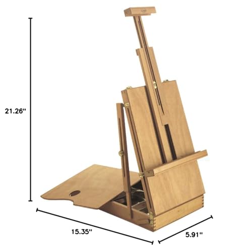 Mabef M/24 Sketch-Box Table Easel, Oiled Beechwood Portable Easel-Box with Adjustable Canvas Holder, Indoor/Outdoor Use, Supports up to 18 lbs - style: Modern