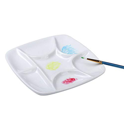 MEEDEN 7-Well Square White Porcelain Artist Paint Palette for Watercolor Gouache Acrylic Oil Painting, 5-4/5-Inch - style: SQUARE