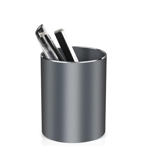 Pen holder, aluminum alloy waterproof pen holder, desktop simple and modern minimalist, multifunctional office supplies for families, kids and schools Grey - color: Grey