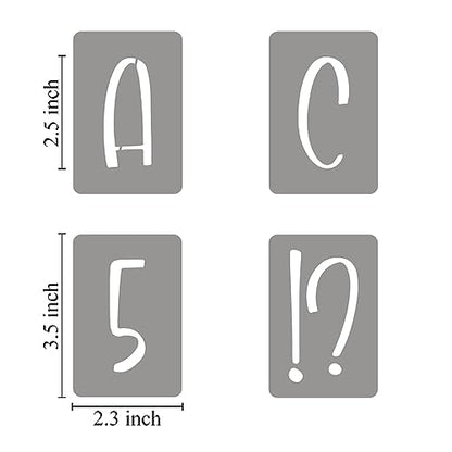 2.5 Inch Alphabet Letter Stencils for Painting - 42 Pack Letter and Number Stencil Templates with Signs for Painting on Wood, Reusable Letters and Numbers Stencils for Chalkboard Wood Signs & Wall Art - size: 2.5 Inch