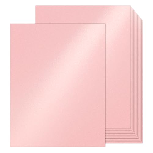 24 Sheets Pink Shimmer Cardstock 8.5 x 11 Iridescent Paper | Goefun 80lb Card Stock Printer Paper for Invitations, Valentines Day, Crafts, DIY Cards - color: coral