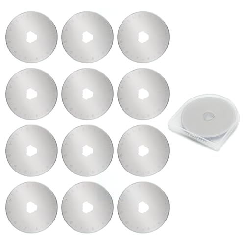 12 pcs 45mm Rotary Cutter Blades,Replacement Rotary Blade for Arts Crafts Quilting Scrapbooking Sewing Fabric Cutting,Arts & Crafts Farbric Paper Cutting Tool By XEKIGU