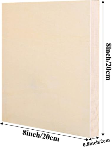 ADXCO 8 Pack Wood Panels 8 x 8 Inch Unfinished Wood Canvas Wooden Panel Boards for Painting, Pouring, Arts Use with Oils, Acrylics