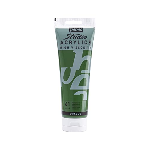Pébéo High Viscosity Studio Acrylic Paint 250 ml Tube Terre Verte - color: Green Earth