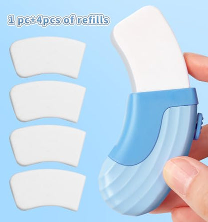 4+1 Pack Rubber Erasers Sliding Retractable Eraser - Blue | Large White Erasers with 4 Refill Eraser for School Office Home Supplies Art Drawing, Push Pull Pencil Erasers for Kids Teens - color: Blue