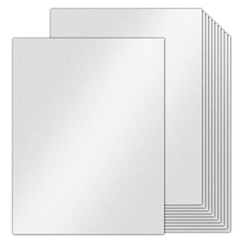 24 Sheets Silver Shimmer Cardstock 8.5 x 11 Metallic Paper | Goefun 80lb Card Stock Printer Paper for Invitations, Crafts, DIY Cards，Graduations - color: silver