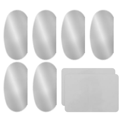 YOKIVE 6Pcs Steel Pottery Tools, Serrated Scraper Clay Ribs 3.94" x 2" Stainless Steel Sculpture Modeling Cutter Ceramic Tools with 2 Gray Chamois Cloth - color: Gray Chamois Cloth, size: 3.94" x 2"