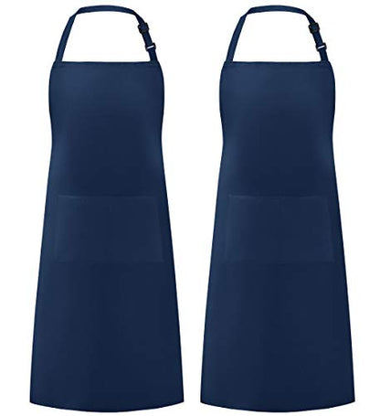 Syntus Apron for Men Women, Adjustable Cooking Kitchen Apron with 2 Pockets | Machine Washable, Firm Stitching, Stain Resistance, Long Tie Straps, 2 Pockets, Versatility, Unisex Use, Gift, BBQ - color: Blue Dark, style: 2 Polyester