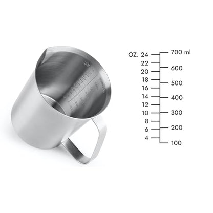 18/8 Stainless Steel Measuring Cup with Handle and Pour Spout, Commercial Kitchen Food Prep Pitcher for Restaurant, Bakery, Cooking and Ingredient Measuring, 24 OZ (3 Cup, 700 ML) - color: Flat Handle, size: 24 OZ (3 Cup, 700 ML)