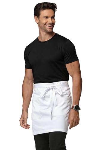Waist Apron for Men Server Bistro Half 4251BY - color: White, size: 1 Pack