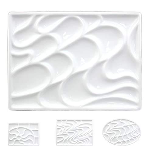 5-9in Ceramic Watercolor Mixing Palette, Square Porcelain Watercolor Palette, Porcelain Watercolor Palette, Ceramic Artist Paint Palette for Watercolor Gouache (S - Ripple) - color: S - Ripple