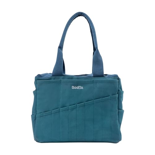 Soolla Studio Bag: Art Supply Storage Organizer & Pottery Tool Bag, Washable Tote, Yarn Bag, Crochet, 30 Pockets, 15+ Colors - color: Aquamarine