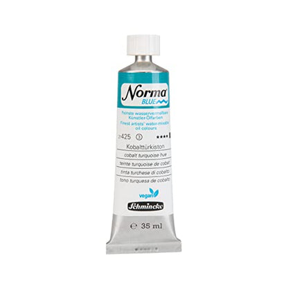Schmincke - NORMA® Blue, 21425009, finest water-based artists' oil colors, highly pigmented, lightfast, vegan, cobalt turquoise hue, 35 ml - color: 425 cobalt turquoise hue