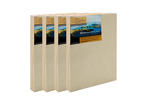 Da Vinci Pro Birch Wood Panel 1-5/8 Deep – 9x12 4-Pack - Fine Textured, Warp Resistant, Lightweight & Rigid – Perfect for Mounting Sanded Pastel or Watercolor Paper, Linen or Canvas