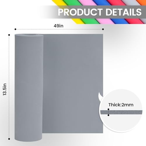 Do²ping Gray Eva Foam Sheets roll, 2mm eva Craft Foam 49''x13.5'' High Density 86kg/m3 for Cosplay - color: Gray, size: Thickness 2mm