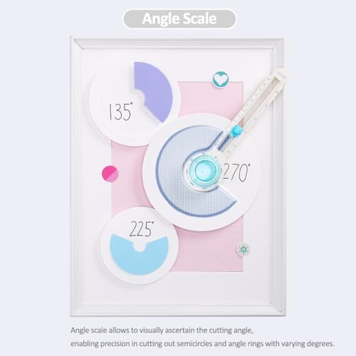 KW-triO Circe Cutter for Paper Crafting Circular Cutter Tool Visible Center of Circle Rotary Compass Circle Cutter Adjustable Cutting Diameter Ranges from 3 in to 12.6 in (Cyan & White, Large)