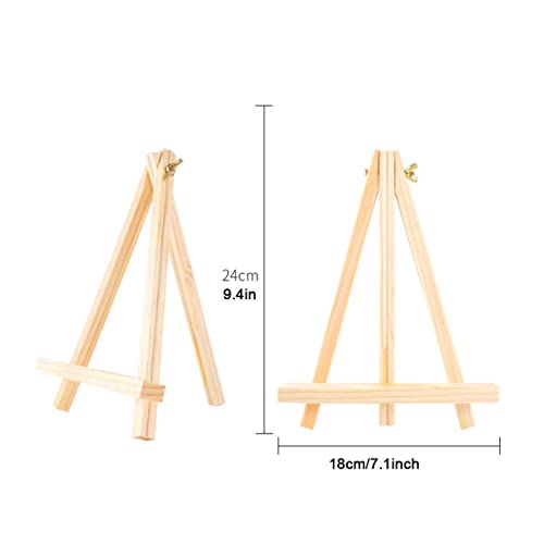 9.4" Tall Natural Pine Wood Tripod Easel Photo Painting Display Portable Tripod Holder Stand& Adjustable Wooden Tripod Tabletop Holder Stand for Canvas, Painting Party, Kids Crafts, Photos(12pack) - style: 12pack